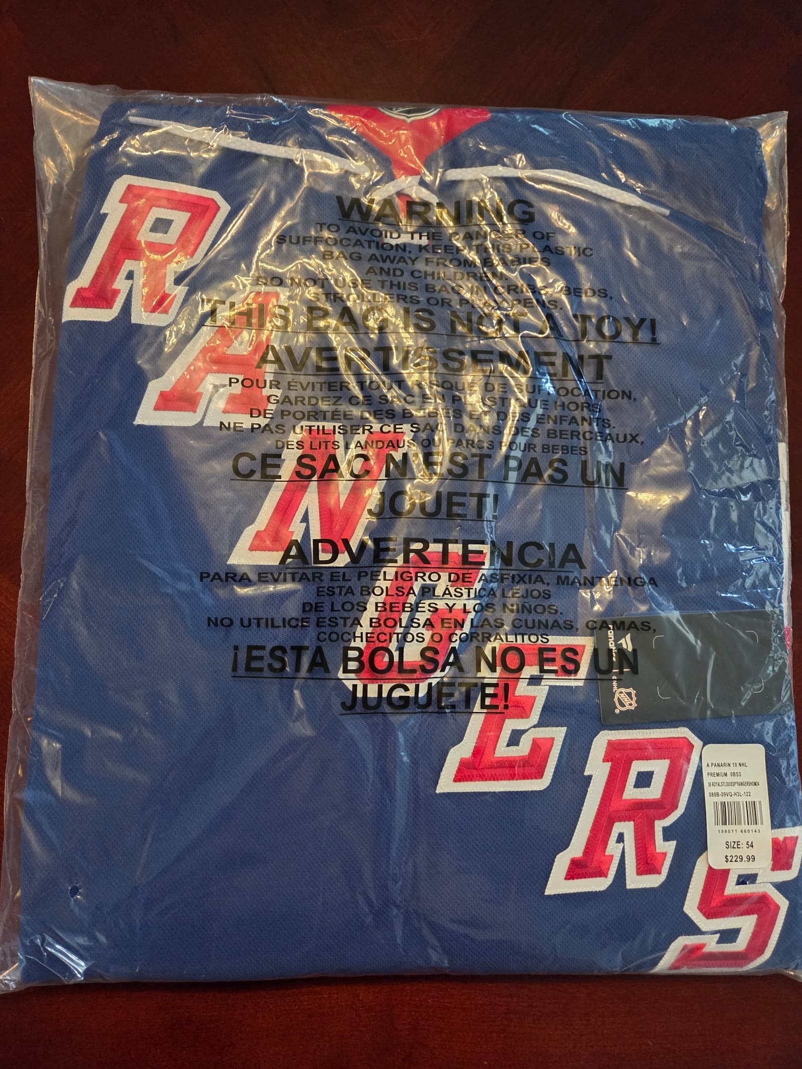 New York Rangers Artemi Panarin Fanatics NHL Premium Jersey - Size 54