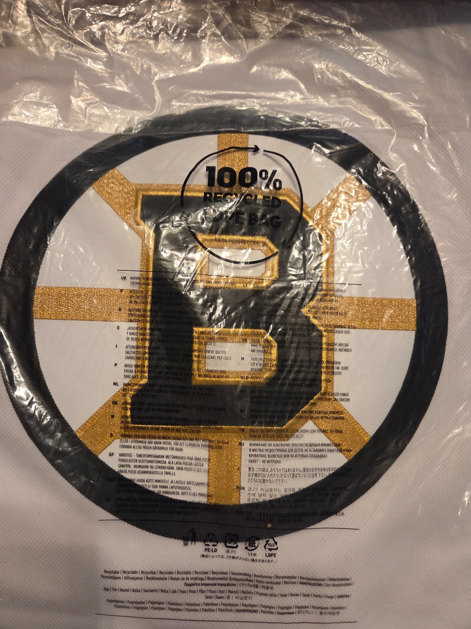 Boston Bruins Primegreen Authentic Adidas 100th Anniversary Road White Jersey Size 52