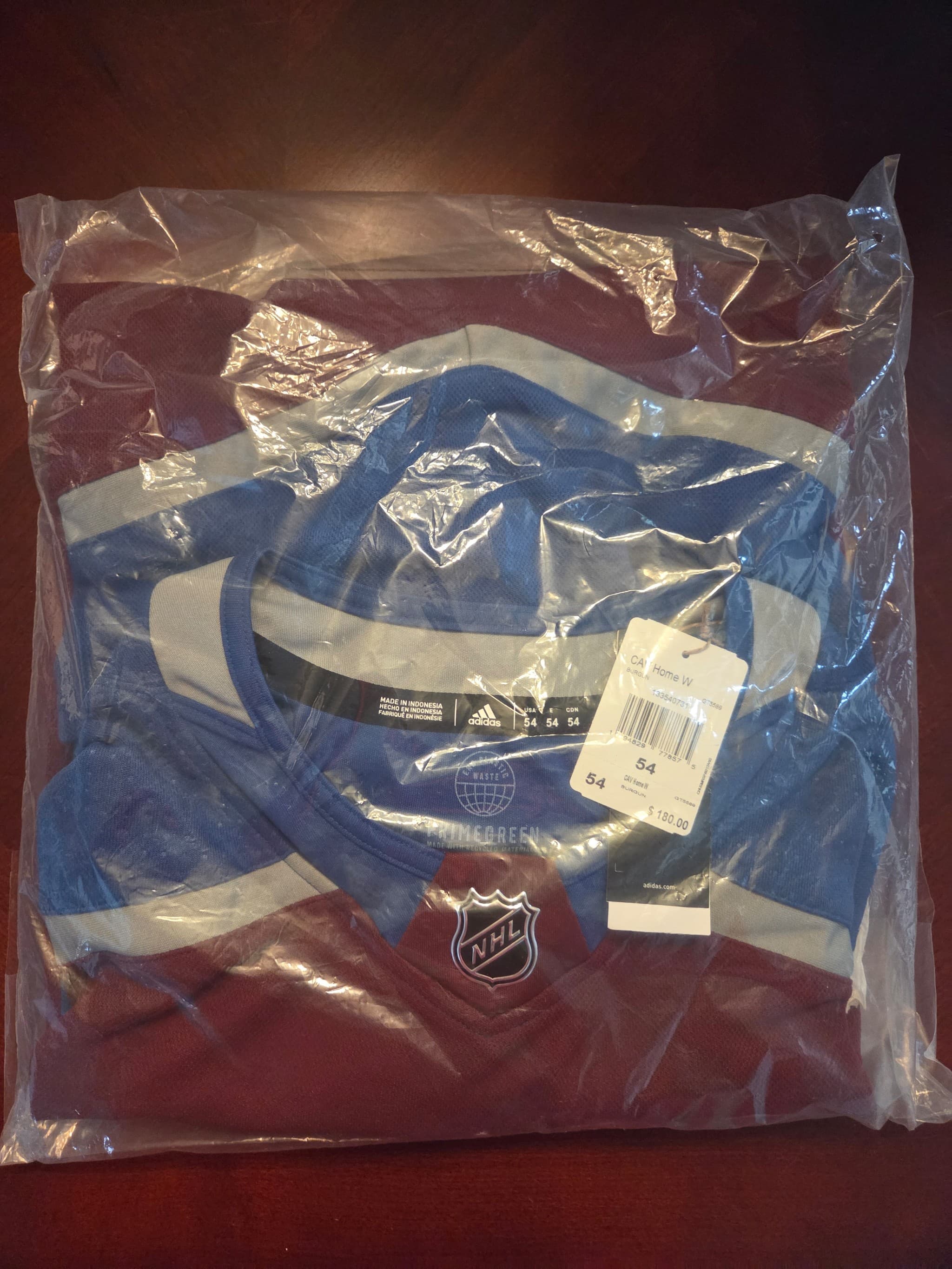 Colorado Avalanche Adidas Primegreen Home NHL Hockey Jersey - Size 54