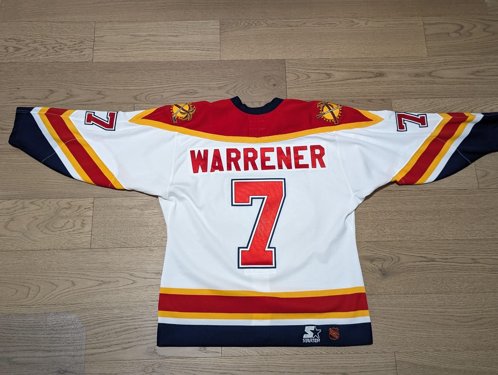 Florida Panthers Rhett Warrener Starter NHL Hockey Jersey - Signed - Size 52-R
